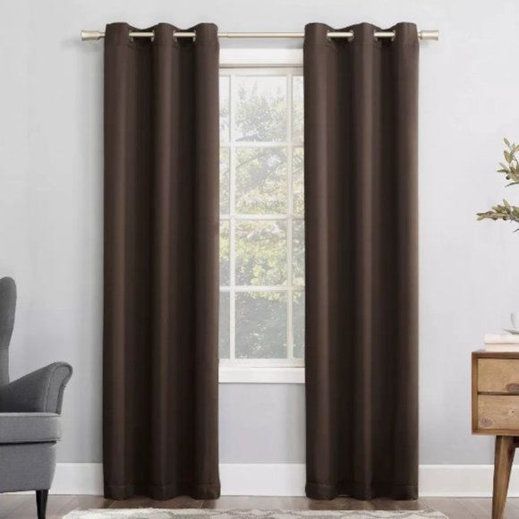 Sun Zero Other - Sun Zero Kenneth Blackout Grommet Hang 2 Curtain Panel Set Dark Brown 84" x 54"